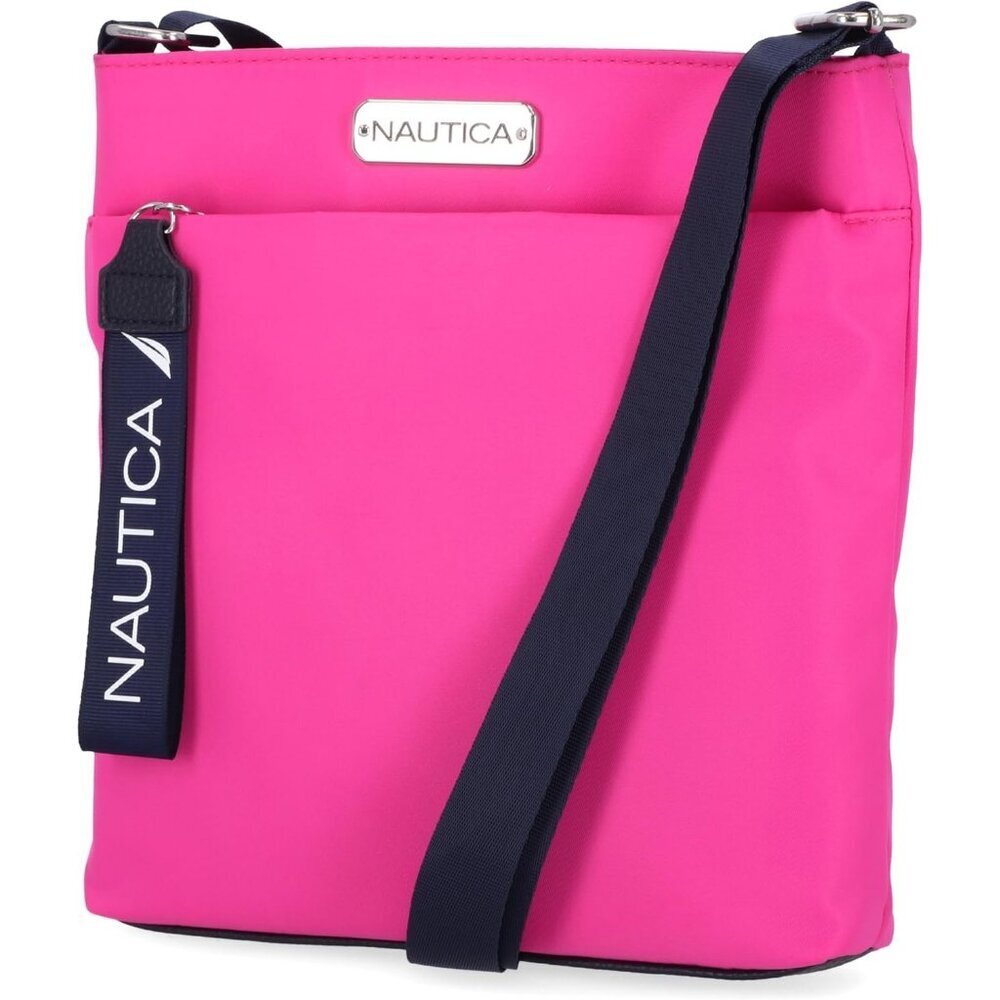 Women's Hot Pink Nylon Crossbody Bag Purse with Adjustable Shoulder Strap